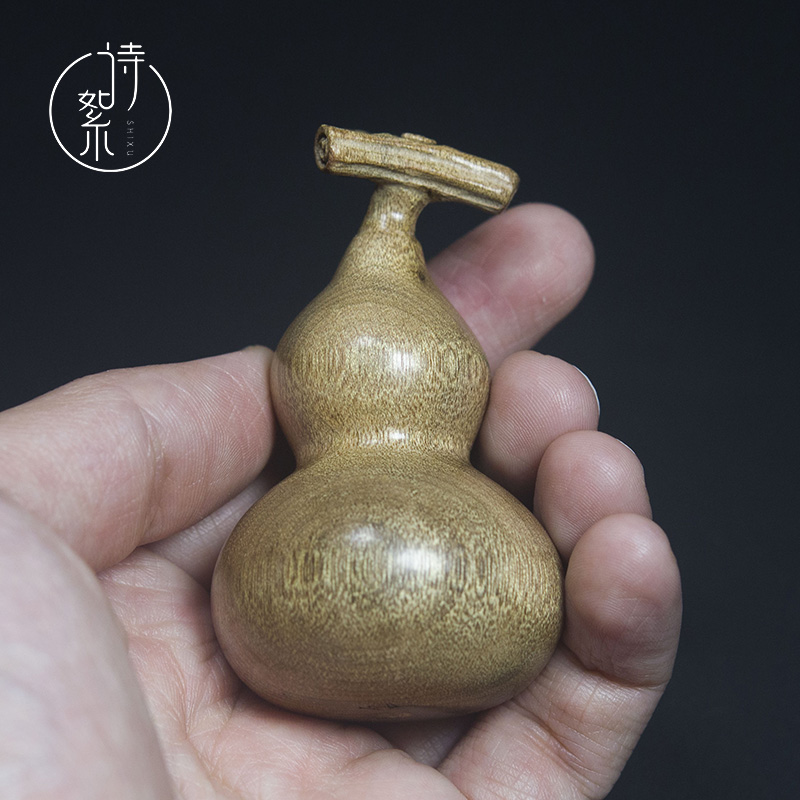 【石争】金丝楠木葫芦手把件枯木老料雕刻葫芦吊坠车挂男女把玩 - 图0