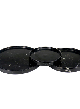 现代简约大理石圆形托盘摆件样板房间酒店民宿卫生间洗手台收纳盘