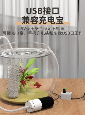 增氧泵家用全自动静音钓鱼养虾打氧机养金鱼的氧气泵USB鱼缸充氧