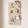 Solid wood hole board custom entry entrance storage rack partition storage rack wall bookshelf hanging board wall display rack