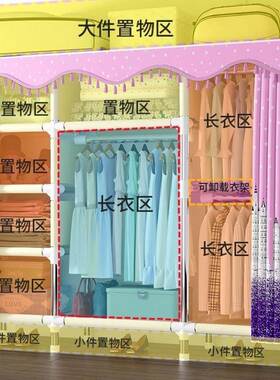 布衣简易庭衣柜大号钢管加粗架简装柜子家防尘JTI钢管布全钢布柜