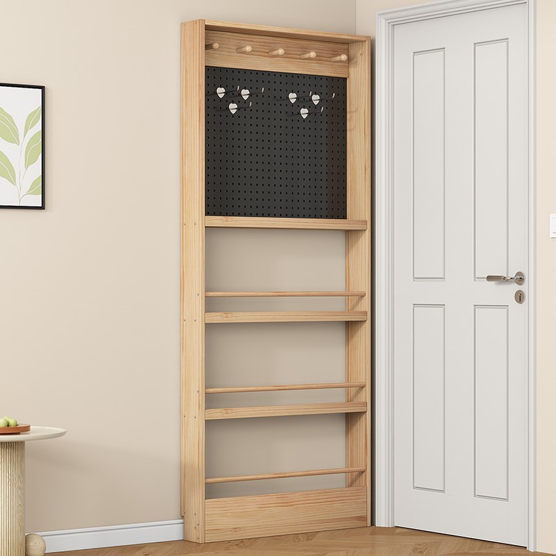 Door hole board storage rack bookshelf storage cabinet multi-layer rack ultra-thin K picture book rack solid wood wall-mounted floor-standing bookshelf