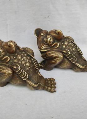铜金蟾摆件金钱蟾蜍旺财七星蟾镇宅纳福风水铜器家居装饰品定做