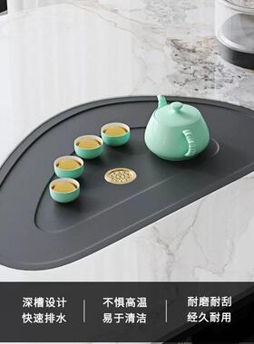 阳台茶桌岩板轻奢小茶台现代简约家用喝茶桌烧水壶一体泡茶桌组合