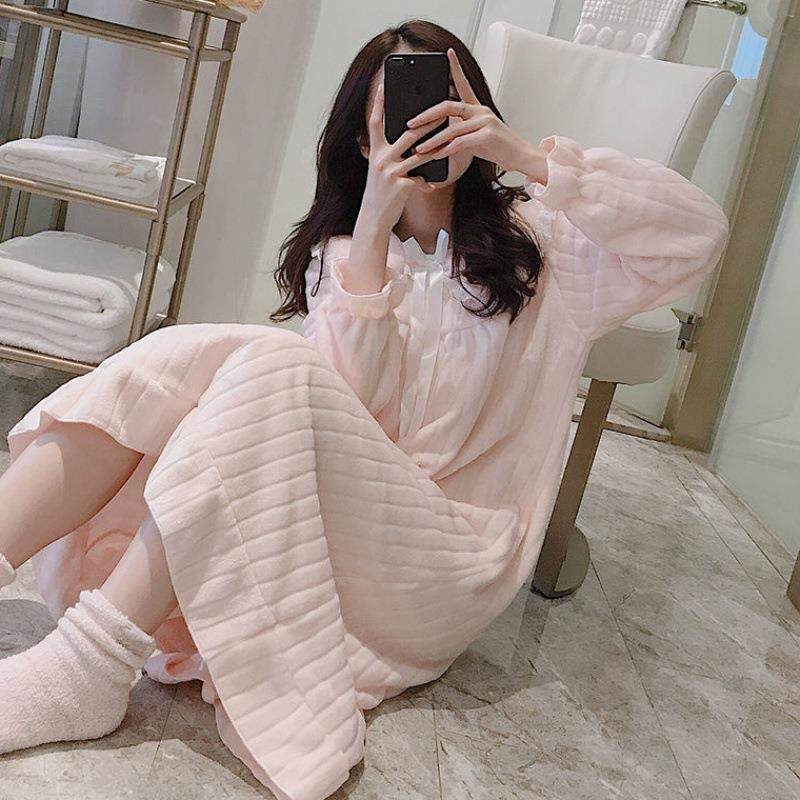 睡裙女士秋冬季珊瑚绒甜美可爱公主风家居服法兰绒加厚中长款睡裙,淘宝优惠券,粉丝福利购,淘宝优惠卷