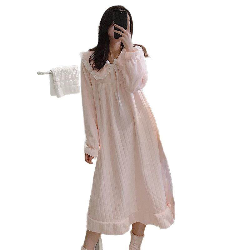 睡裙女士秋冬季珊瑚绒甜美可爱公主风家居服法兰绒加厚中长款睡裙,淘宝优惠券,粉丝福利购,淘宝优惠卷