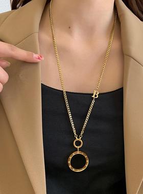 罗马数字毛衣链女大气高档长款项链配饰钛钢不掉色2023年新款爆款