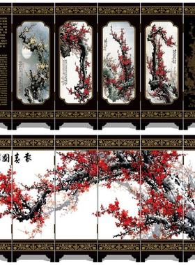 仿古漆器小屏风摆件创意复古桌面装饰中国风特色礼物送老外工艺品