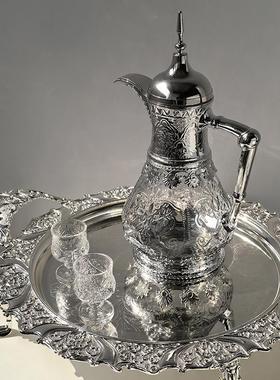 态生活 ins轻奢风合金玻璃酒壶客厅茶几覆古高级感茶壶冷水壶摆设