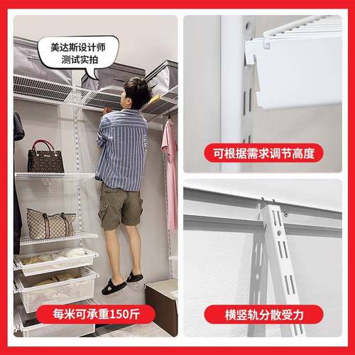 BTV4金属衣柜开放式砌墙衣帽间钢架结构折叠门卧室壁挂墙储物间 - 图2