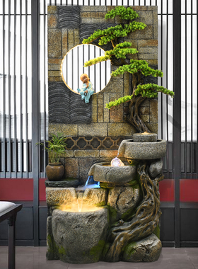 循环流水摆件落地假山喷泉加湿水景客厅店铺门口办公室内装饰景观