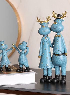 一家四口家居摆件酒柜新房乔迁礼品客厅玄关装饰品送新人结婚礼物