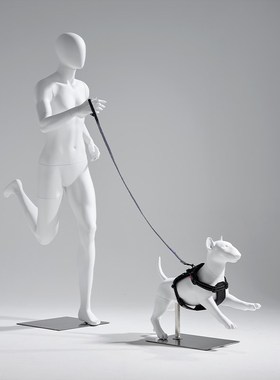 跑步狗模橱窗装饰狗道具玻璃钢大号狗摆件店铺陈列道具装饰品