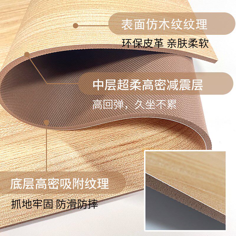 Imitation wood grain kitchen floor mat, non-slip, oil-proof, waterproof, wipeable, washable, anti-tamper, new leather full carpet
