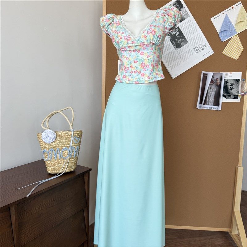 【海岛少女】新款清新碎花分体泳衣三件套A版裙显瘦海边泳装5129,淘宝优惠券,粉丝福利购,淘宝优惠卷