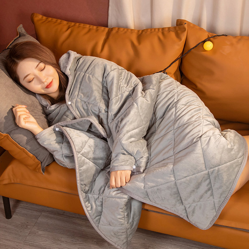 加厚保暖披肩毯子斗篷连帽披风办公室午睡抱O枕被子空调毯学生宿,淘宝优惠券,粉丝福利购,淘宝优惠卷