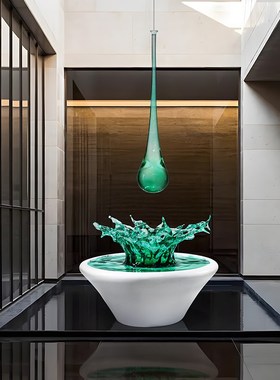 售楼处酒店大堂水滴浪花雕塑定制吊饰艺术装置装饰品大型落地摆件