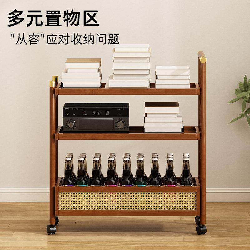 边几中古风小推车客厅可移动置物架带轮零食收纳层架床头茶几小桌,淘宝优惠券,粉丝福利购,淘宝优惠卷