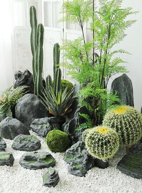 假山鱼缸水景摆件玻璃钢道具仿真石头造景庭院软装室内装饰雕塑