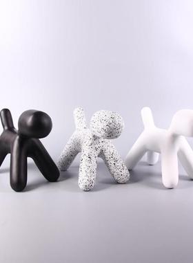 现代简约白色几何树脂抽象绳结样板间售楼处书房客厅软装饰品摆件