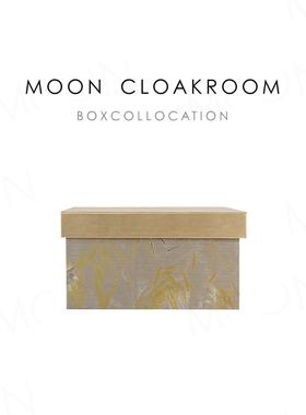MOON慕空间样板房金色叶子收纳盒衣帽间衣柜装饰品收纳箱摆件展厅