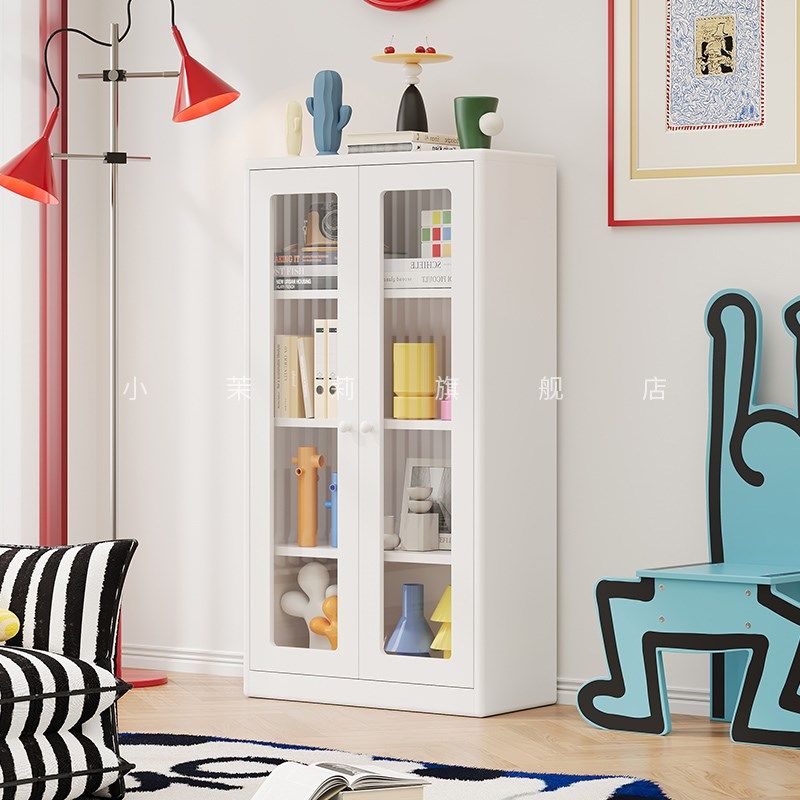 钢制书架带门儿童书柜客厅储物柜一体靠墙落地置物架收纳柜无甲醛,淘宝优惠券,粉丝福利购,淘宝优惠卷