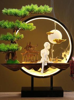 新中式禅意摆件灯圈小夜灯家居装饰品客厅办公室桌面创意开业礼品