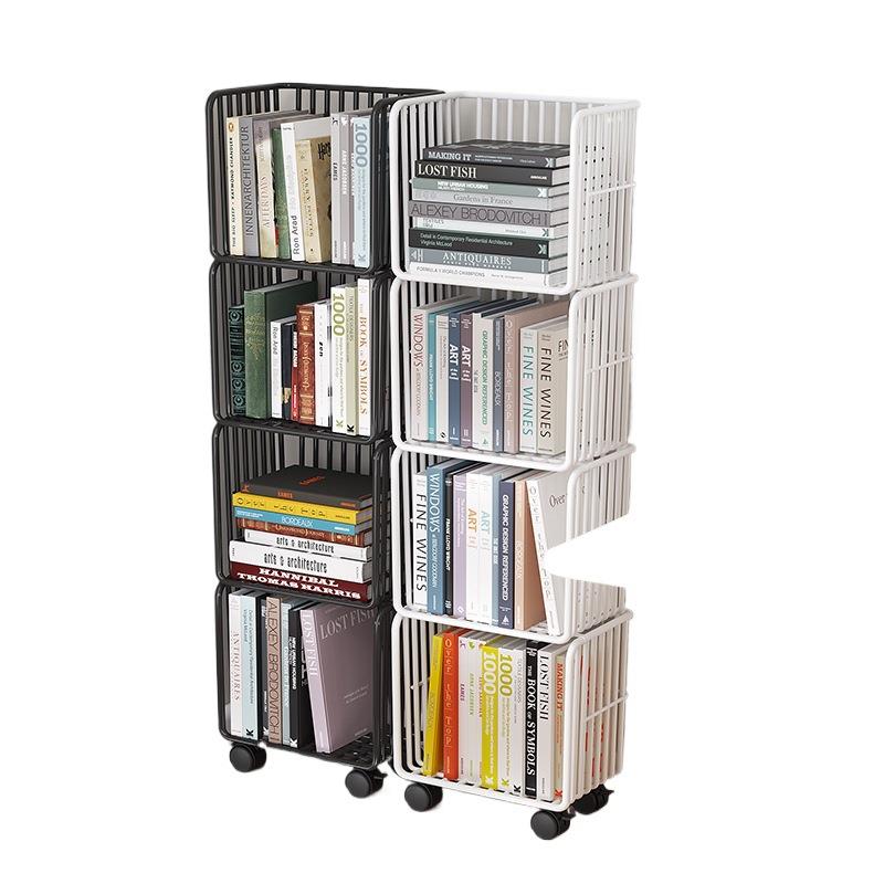 简易书架落地可移动置物架桌面收纳小型多层铁艺办公桌下窄书 - 图3