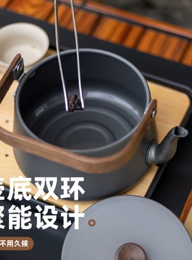 铝合金户外木柄茶壶烧水泡茶壶露营烧水壶便携式咖啡壶野营野餐壶