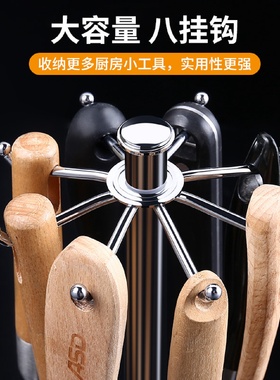 锅铲置物架厨房挂勺子铲子挂架可旋转挂钩不锈钢挂钩架免打孔之满