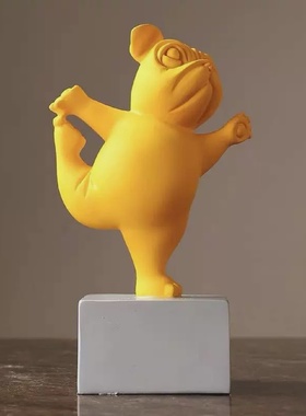 摆件家居装饰品创意客厅法小狗树脂小北欧雕塑瑜伽斗狗桌面工艺