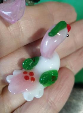 80-90年非遗传承工艺品纯手工制作老料器琉璃小花鹅可爱动物摆件