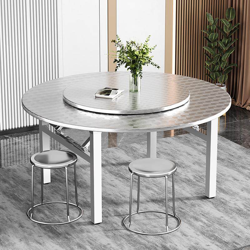 不锈钢桌椅员工食堂折叠大圆桌家用餐桌带转盘烧烤桌子圆台大桌子,淘宝优惠券,粉丝福利购,淘宝优惠卷