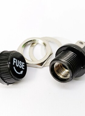FUSE优质5x20保险管座耐高温电胶木大电流20A保险丝座 上螺纹12mm