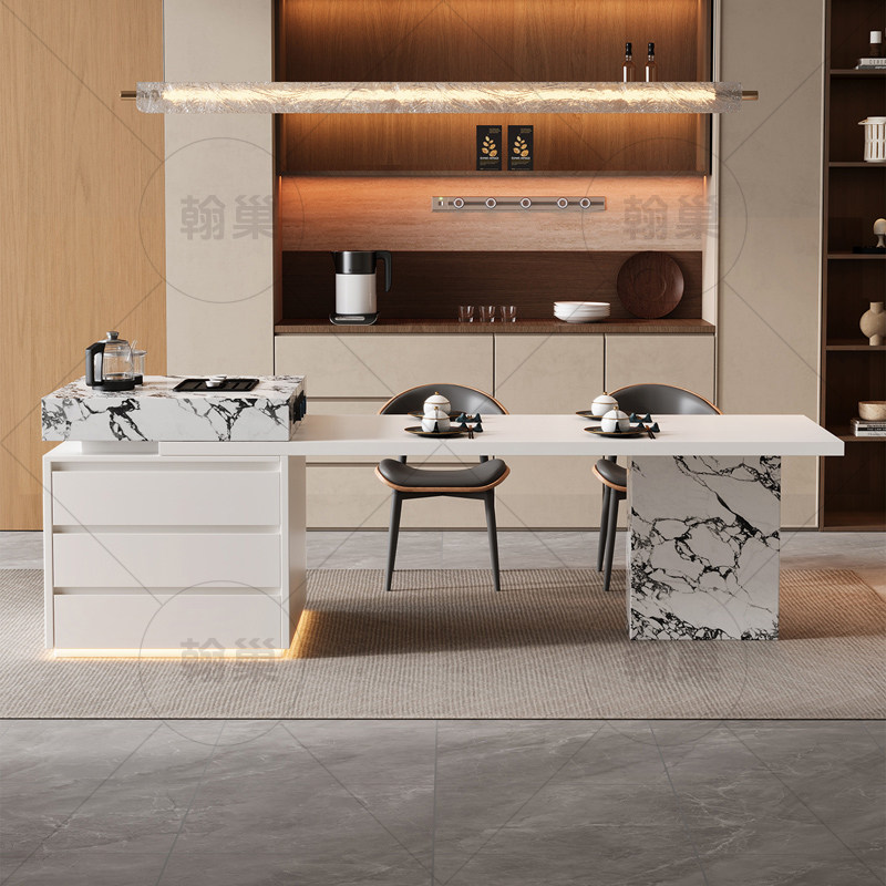岩板岛台餐桌一体家用可伸缩意式极简高端别墅多功能厨房中导台桌,淘宝优惠券,粉丝福利购,淘宝优惠卷