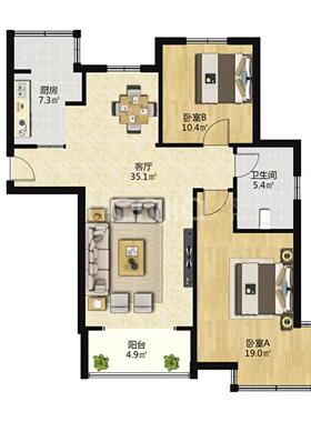 户型图分析在线看房子选房屋家居布局办公室住宅风景山水师傅缺角