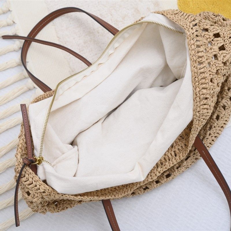 大容量单肩草编包新款简约镂空草包编织包沙滩包,淘宝优惠券,粉丝福利购,淘宝优惠卷