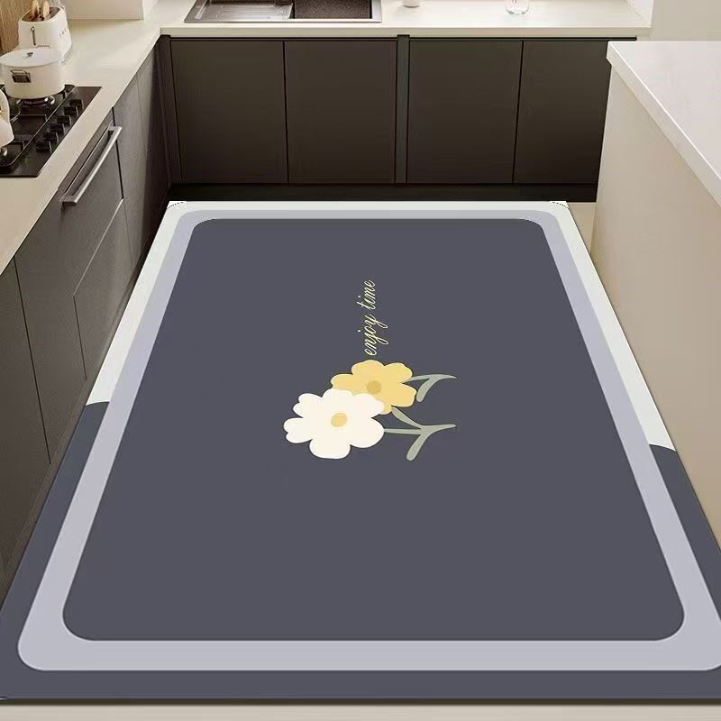 Diatom mud kitchen floor mats, non-slip, anti-oil, r-absorbent mats, doorway stain-resistant floor mats, household no-wash wipeable carpets