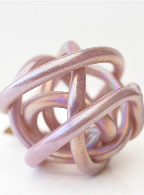 现代创意艺术彩色玻璃麻团摆件办公室桌面民宿台面装饰品礼品