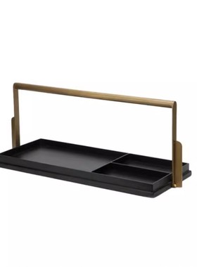 新中式轻奢金属提篮托盘分隔盒摆件样板房客厅茶几会所家居装饰品