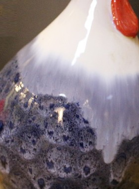 欧式陶瓷鸡摆件创意窑变动物家居客厅玄关装饰工艺品礼物新中式