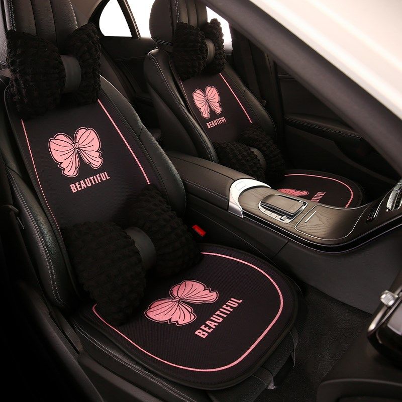 蝴蝶结汽车坐垫四季通用半包座椅夏季新款透气网布凉垫座垫,淘宝优惠券,粉丝福利购,淘宝优惠卷