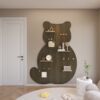 Solid wood hole board mid-century style fixed wall entrance screen display stand