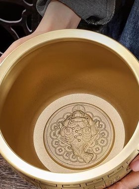 全纯黄铜米缸聚财招财进宝百福缸聚宝盆客厅家居小铜盆存钱罐