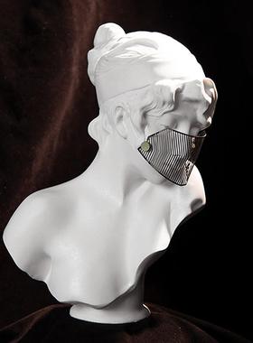 金属面罩少女雕像雕塑法式艺术轻奢摆件美容院医美高端装饰品大号