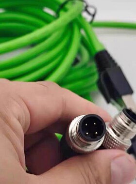 m12转rj45连接器A-D型编码4针8芯航空插头屏蔽工业相机传感器网线