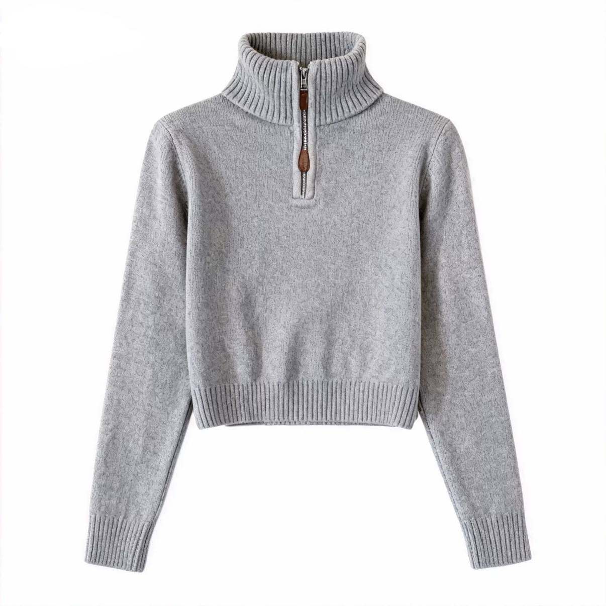 高级感灰色半拉链高领针织打底衫女秋冬新款时尚软糯单穿毛衣上衣,淘宝优惠券,粉丝福利购,淘宝优惠卷