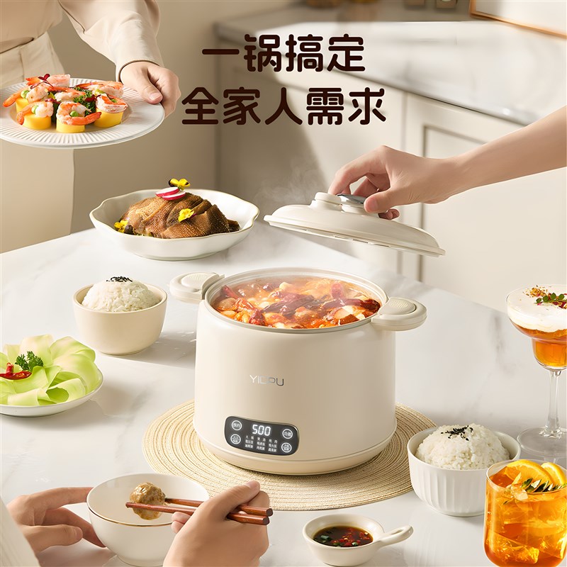 亿德浦微压电煮锅迷你家用多功能小型分体式火锅电炒锅泡面小电锅 - 图0