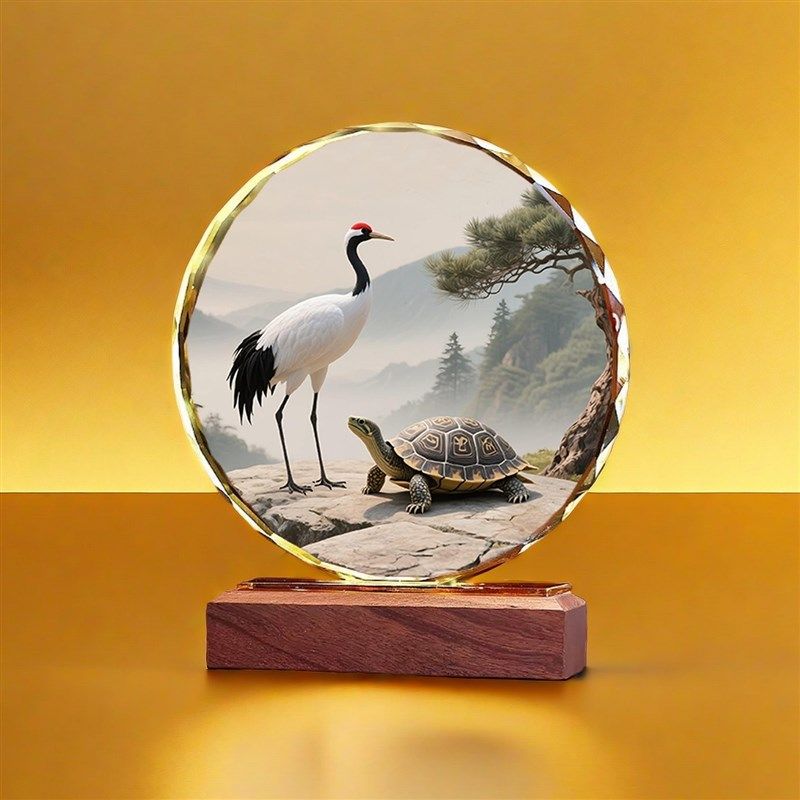 龟鹤延年水晶摆饰中式送爷爷奶奶长辈生日祝寿礼品摆台龟鹤延年,淘宝优惠券,粉丝福利购,淘宝优惠卷