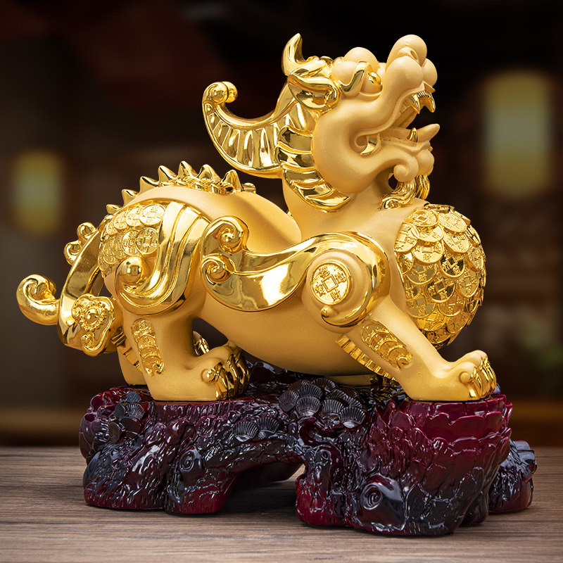 金色招财貔貅摆件一对客厅玄关酒柜聚财位工艺装饰品店铺开业礼品,淘宝优惠券,粉丝福利购,淘宝优惠卷
